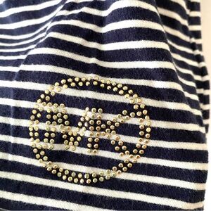 Michael Kors top pinstripe navy w/ silver logo  SZ M NWOT